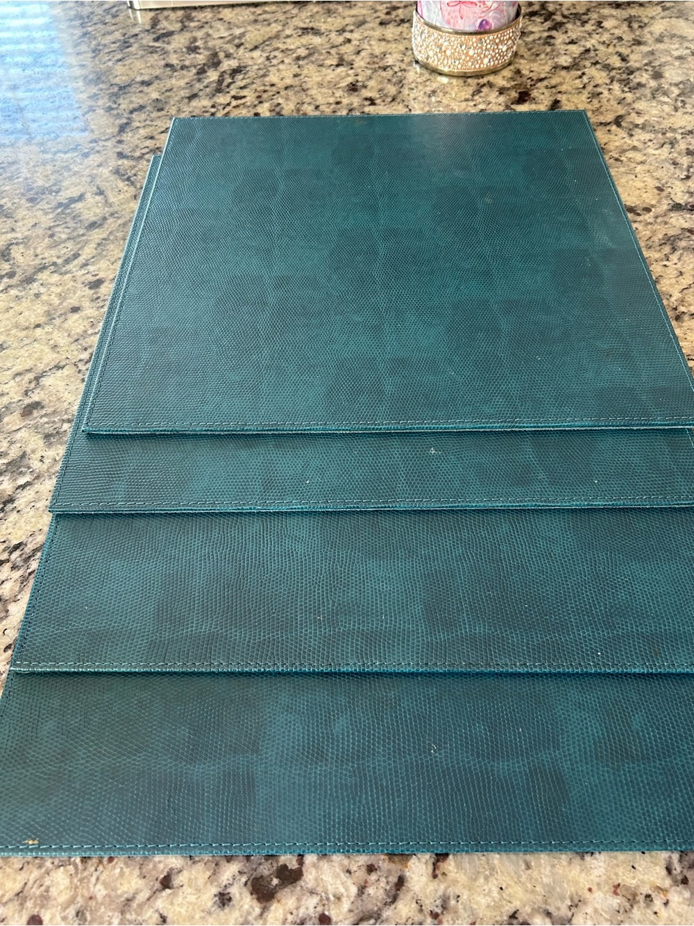 ZGallerie leather Teal Home Placemat Set of 4 - Stylish Table Placemats